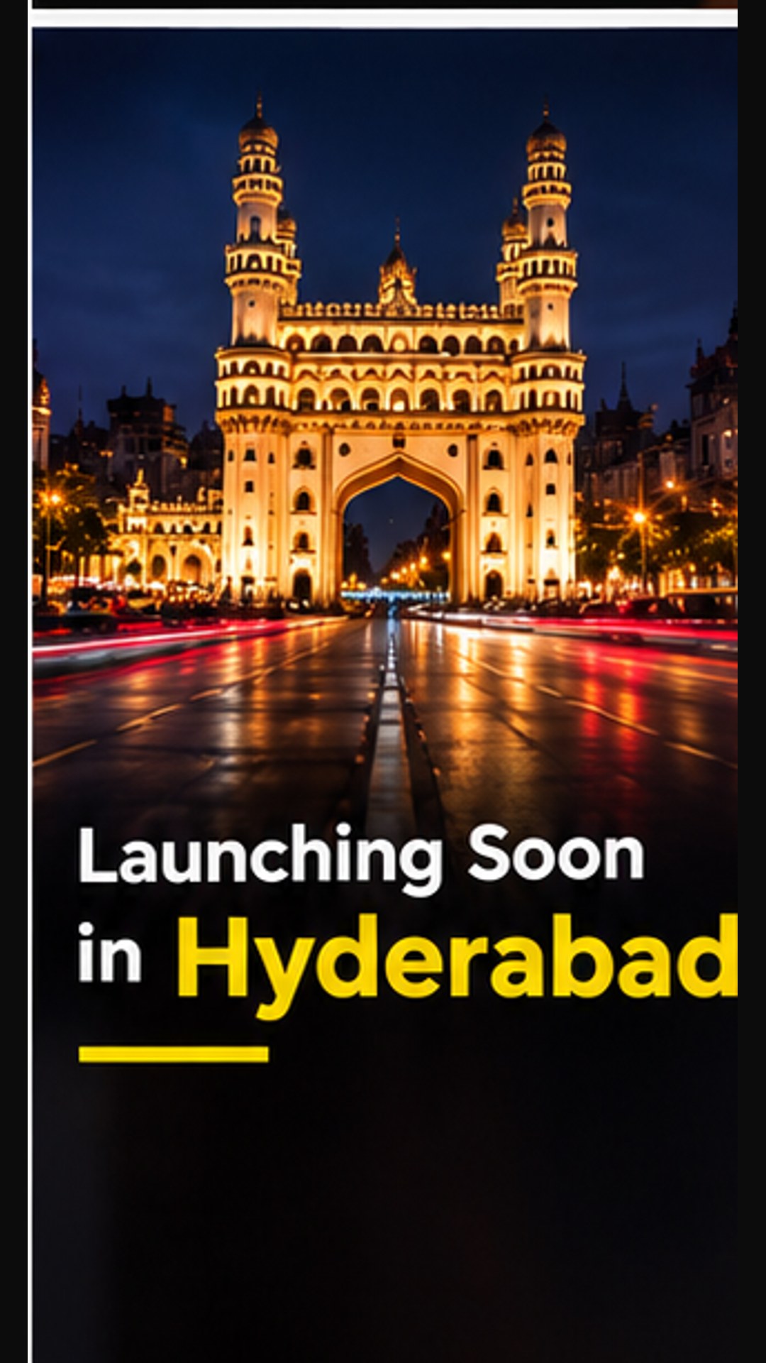 Charminar illuminated at night for the upcoming Hyderabad FlipMe launch